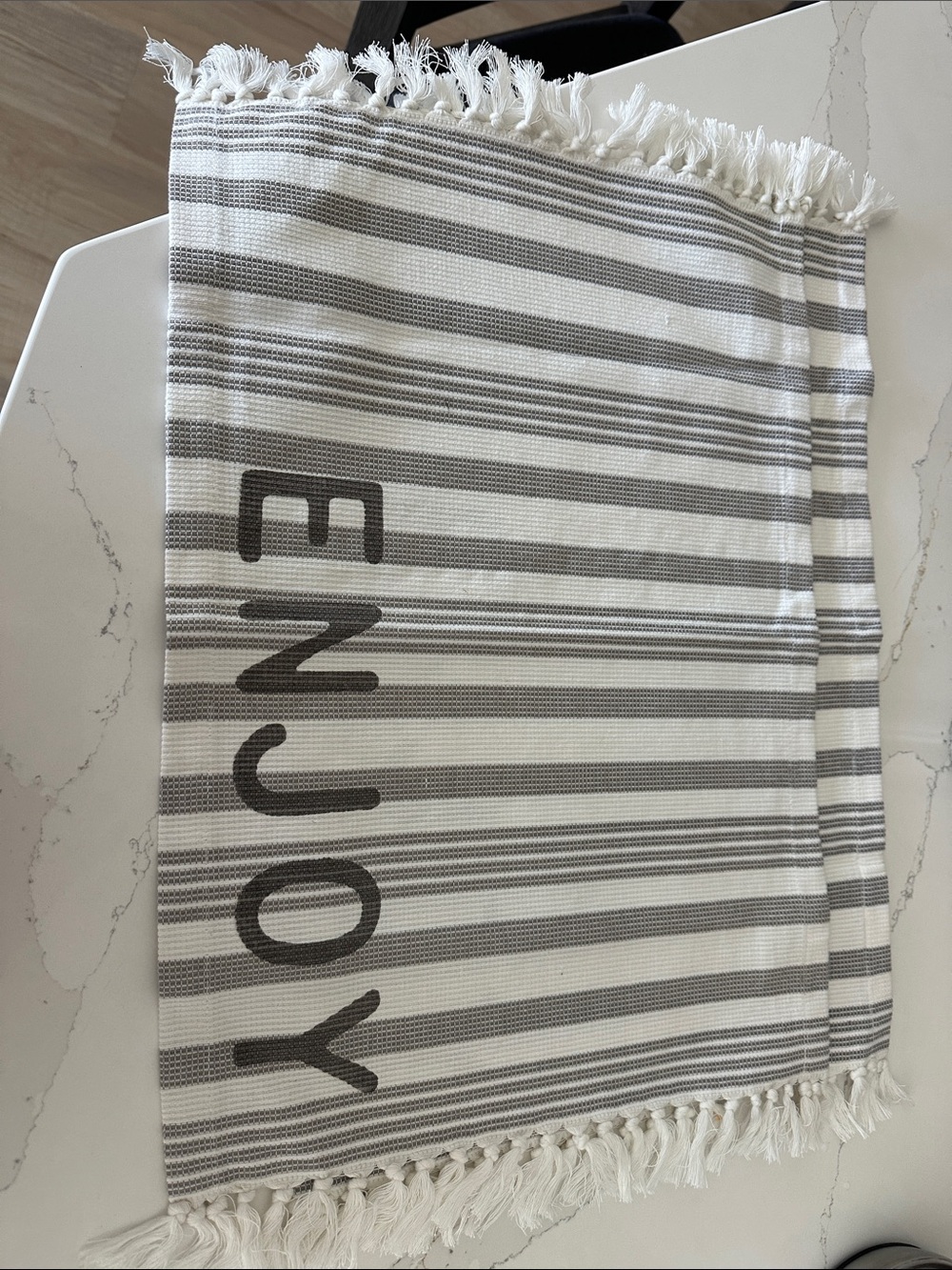 Striped Cotton Placemats - White & Gray